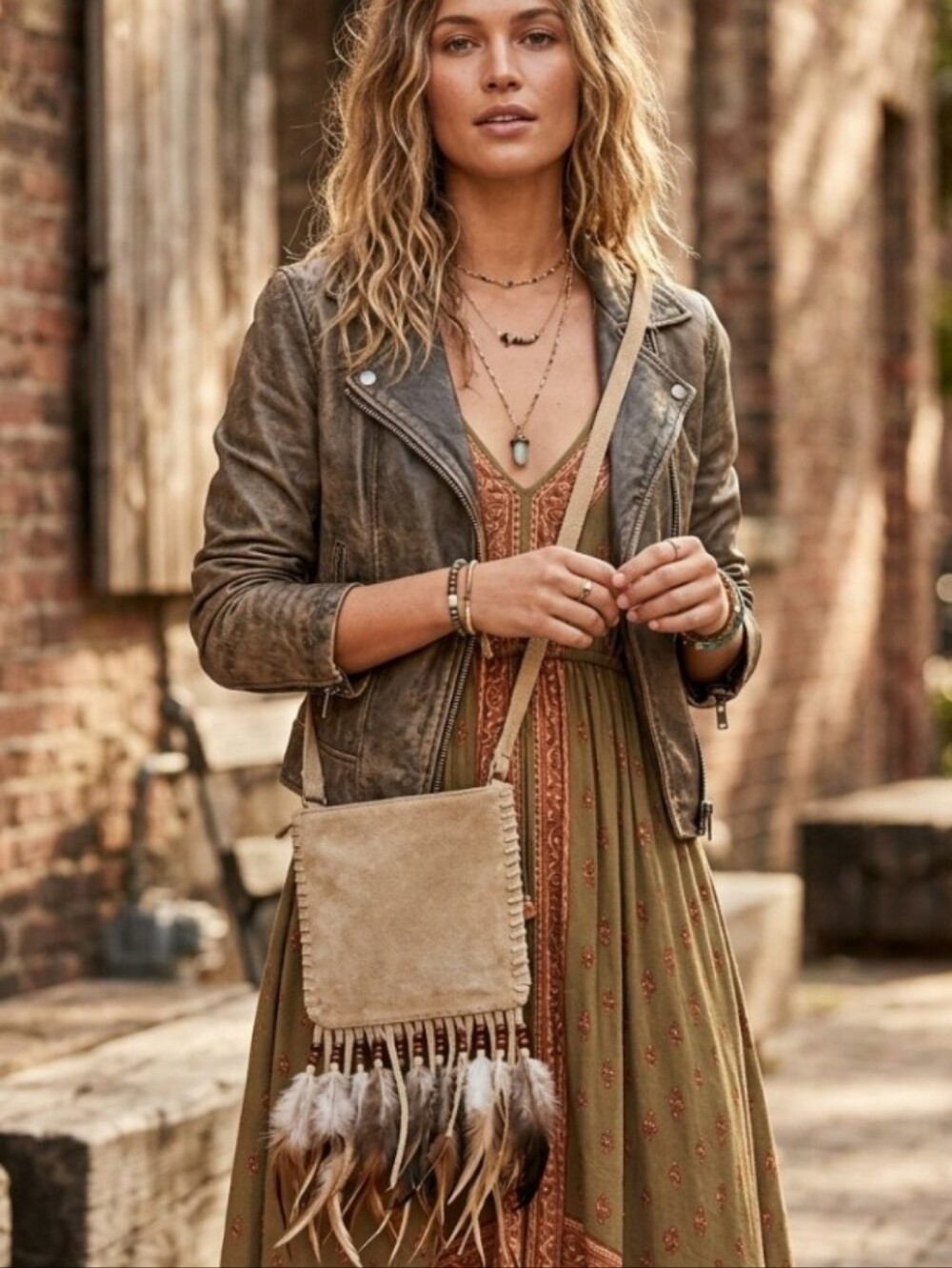 Fossil Y2K Suede Bohemian Crossbody Bag